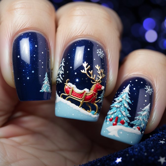Festive Christmas Nail Art Design Ideas 