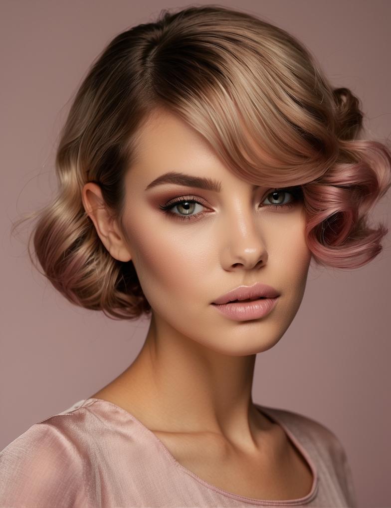 Pink Highlights on Dark Brown Hair for Women