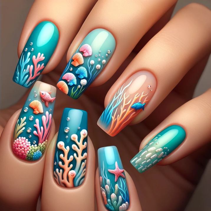 Pink-Yellow-and-Blue-Nail-Design-Ideas