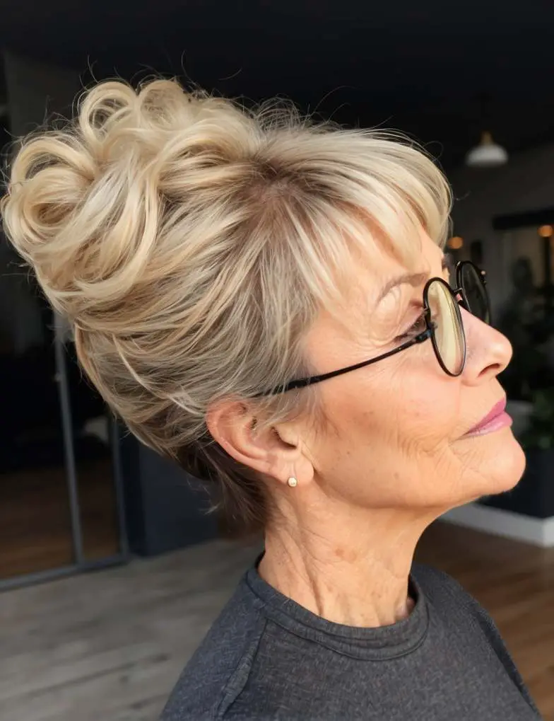 Hairstyles for 70-Year-Old Women with Glasses