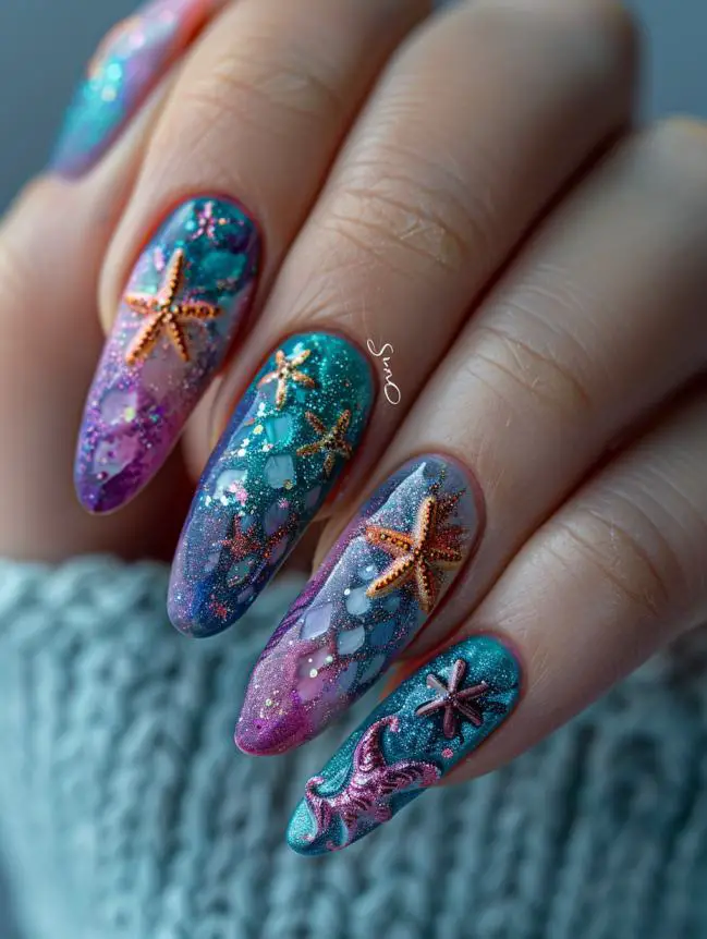 Starfish Nail Art Design Ideas