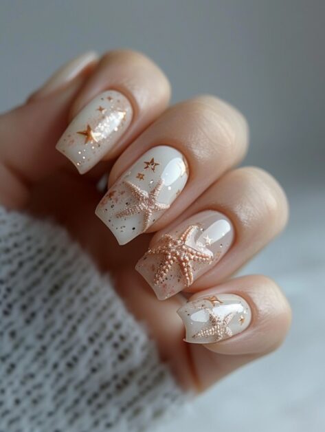 Dive Into 35 Starfish Nail Art Design Ideas Starfish Nail Art Design Ideas 5 473x628