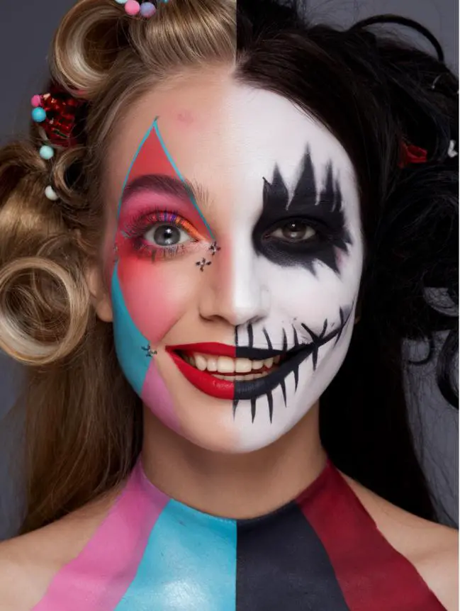 Half-Face Halloween Makeup Ideas for Women