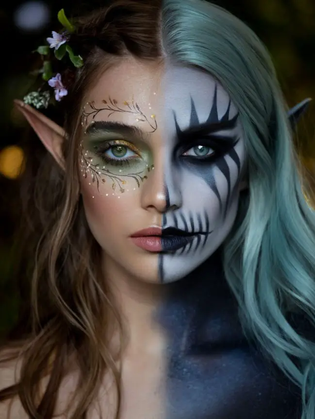 Half-Face Halloween Makeup Ideas for Women