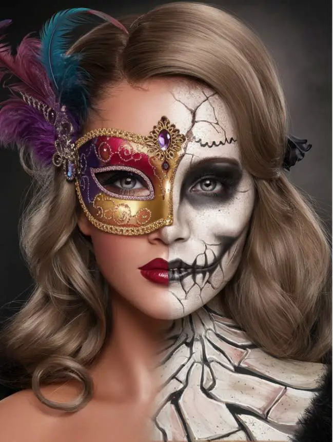 Half-Face Halloween Makeup Ideas for Women