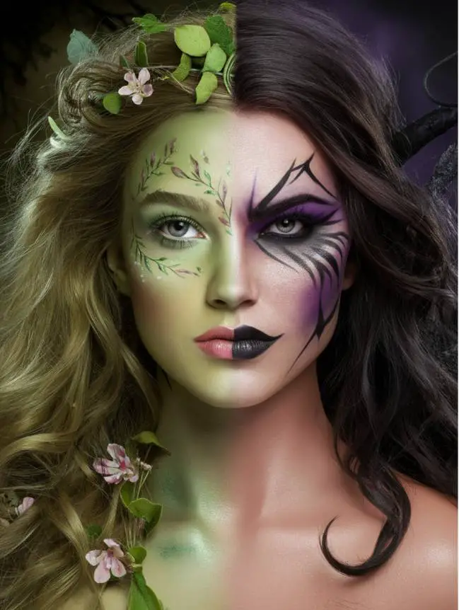 Half-Face Halloween Makeup Ideas for Women