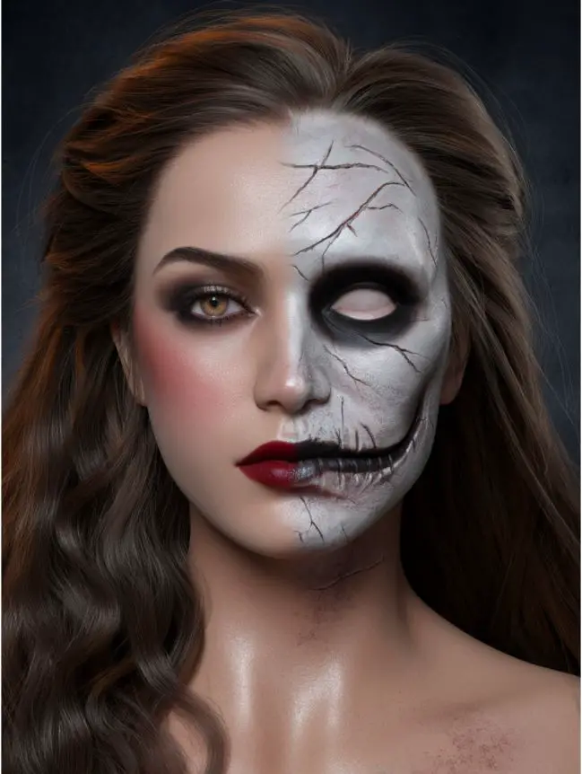 Half-Face Halloween Makeup Ideas for Women