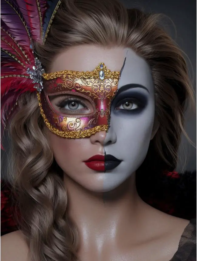 Half-Face Halloween Makeup Ideas for Women