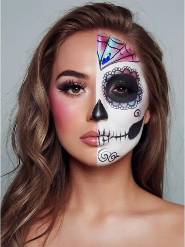 Half-Face Halloween Makeup Ideas for Women