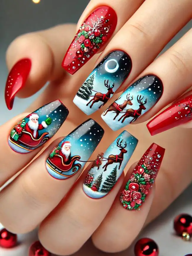 Festive Christmas Nail Art Design Ideas