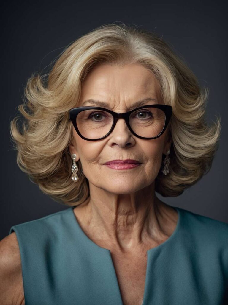 Hairstyles for 70-Year-Old Women with Glasses