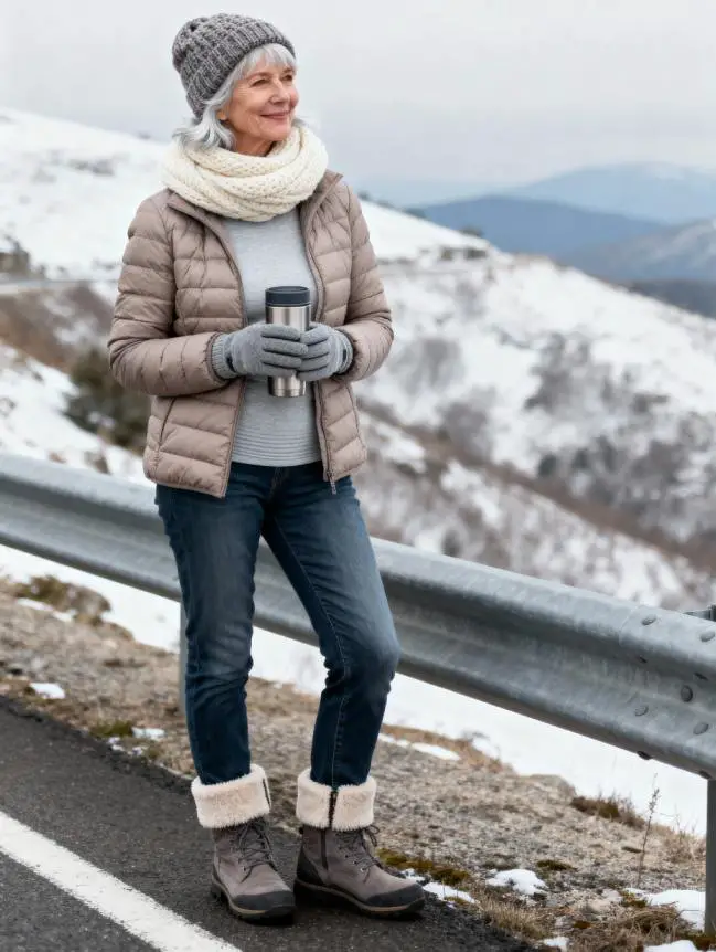 Winter Road Trip Outfits for Women Over 60