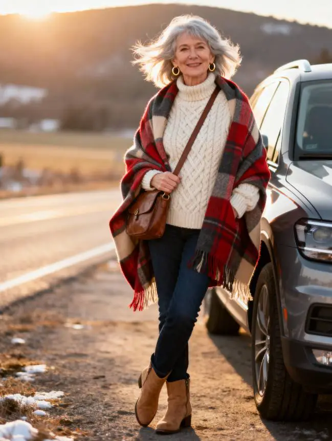 Winter Road Trip Outfits for Women Over 60