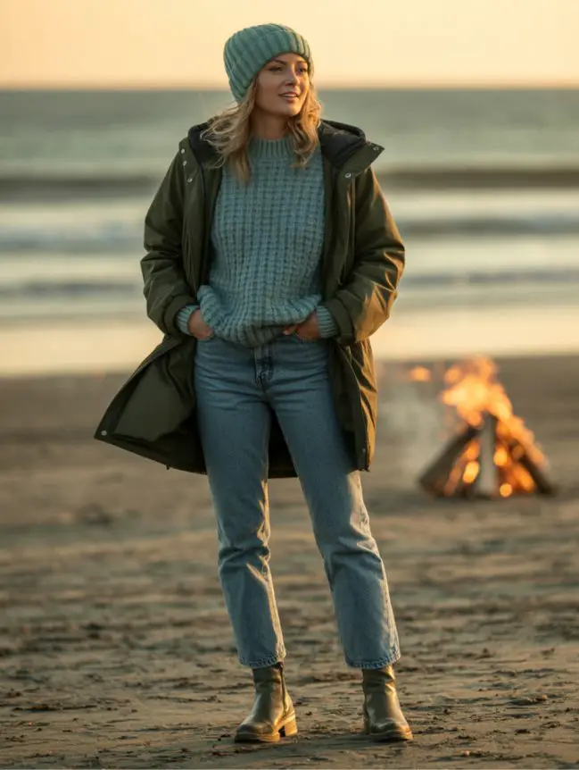 winter bonfire outfit ideas for women