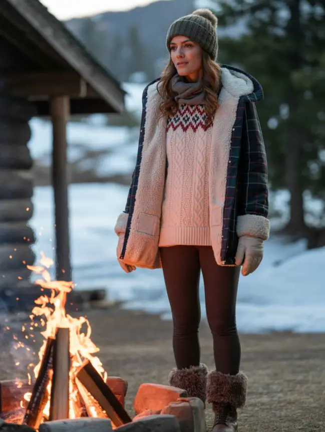winter bonfire outfit ideas for women