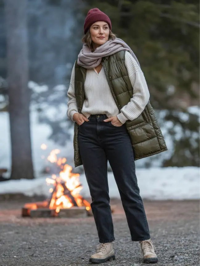 winter bonfire outfit ideas for women