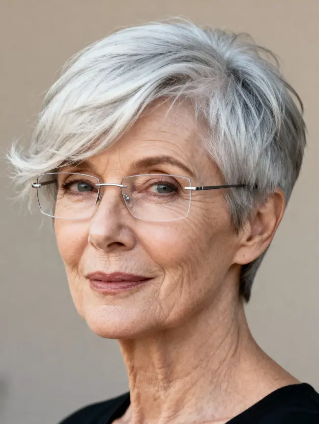 Pixie Haircuts for Women Over 70 with Glasses