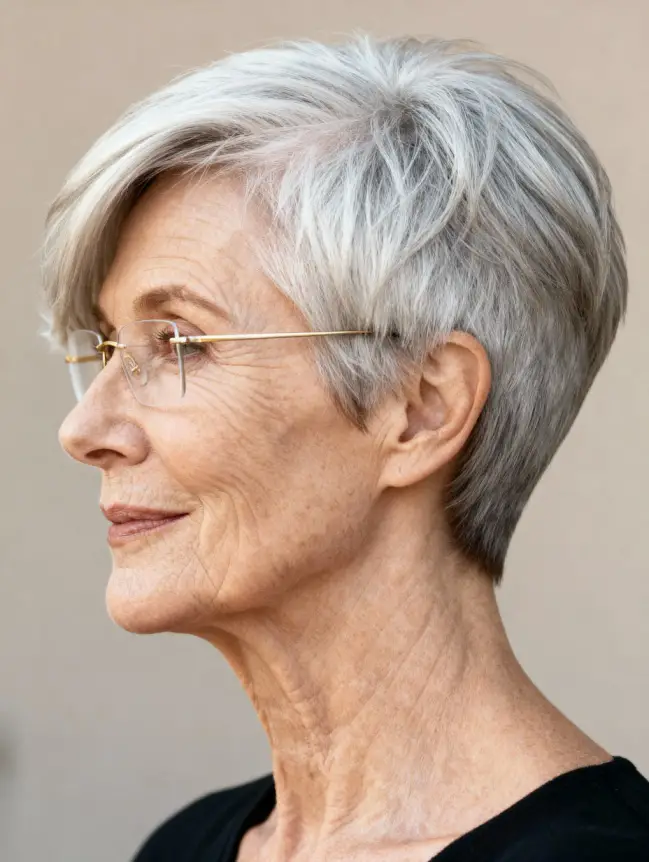 Pixie Haircuts for Women Over 70 with Glasses