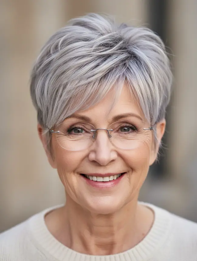 Pixie Haircuts for Women Over 70 with Glasses