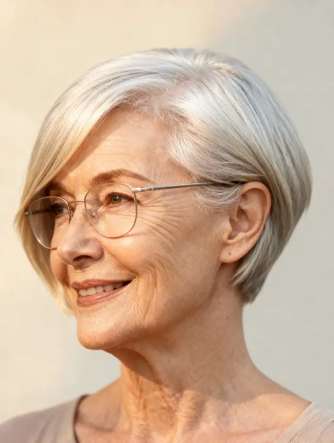 Pixie Haircuts for Women Over 70 with Glasses