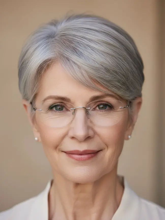 Pixie Haircuts for Women Over 70 with Glasses