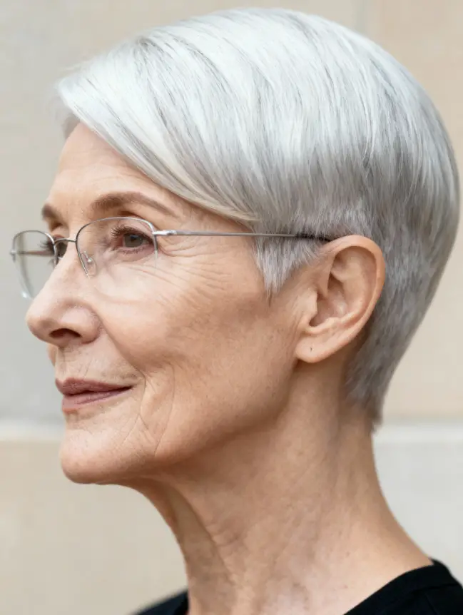 Pixie Haircuts for Women Over 70 with Glasses
