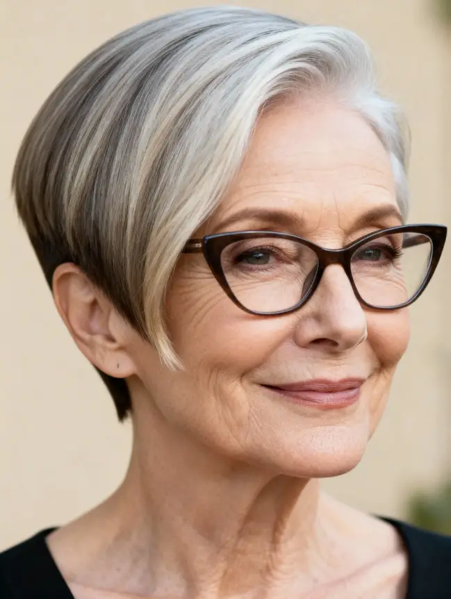 Pixie Haircuts for Women Over 70 with Glasses