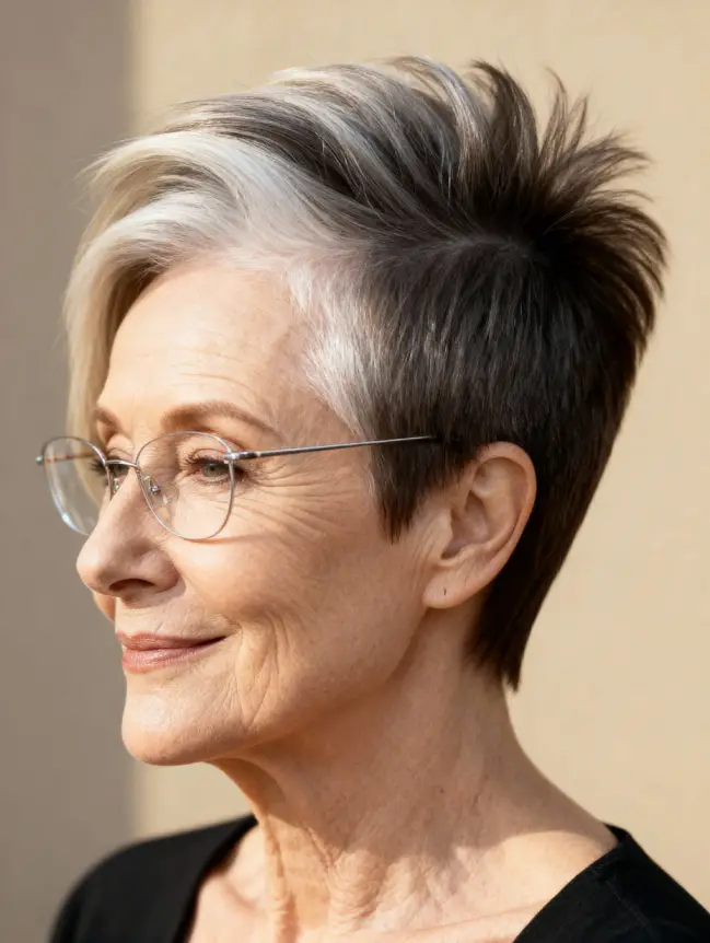 Pixie Haircuts for Women Over 70 with Glasses