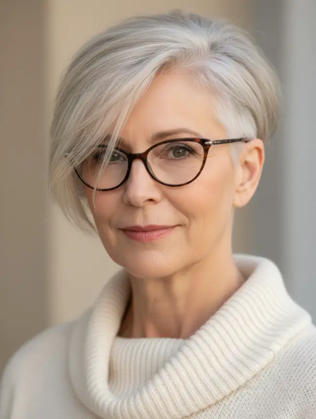 Pixie Haircuts for Women Over 70 with Glasses