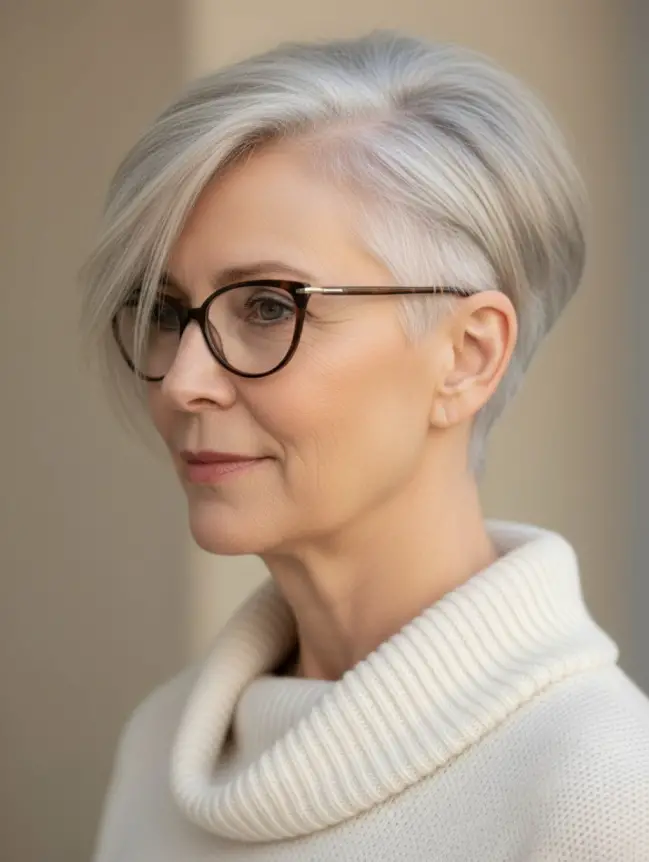 Pixie Haircuts for Women Over 70 with Glasses