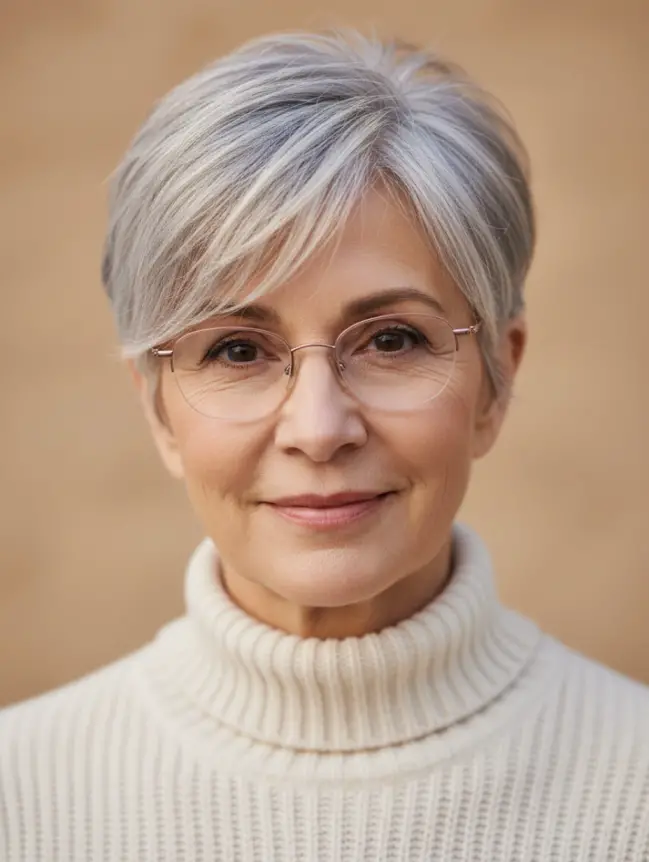 Pixie Haircuts for Women Over 70 with Glasses