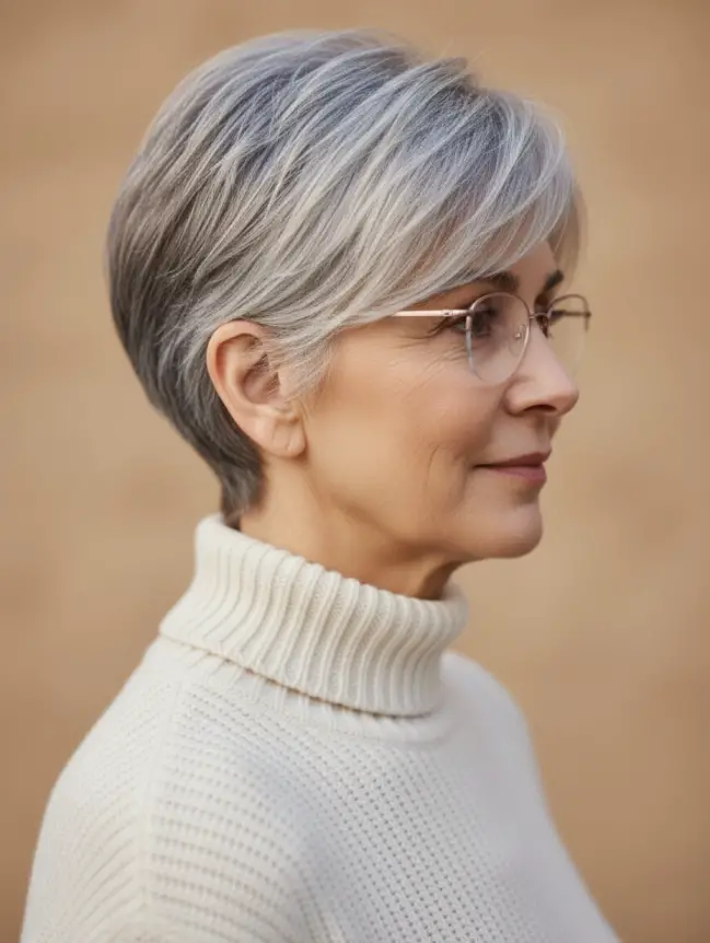 Pixie Haircuts for Women Over 70 with Glasses