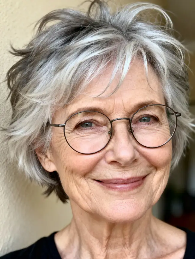 Pixie Haircuts for Women Over 70 with Glasses