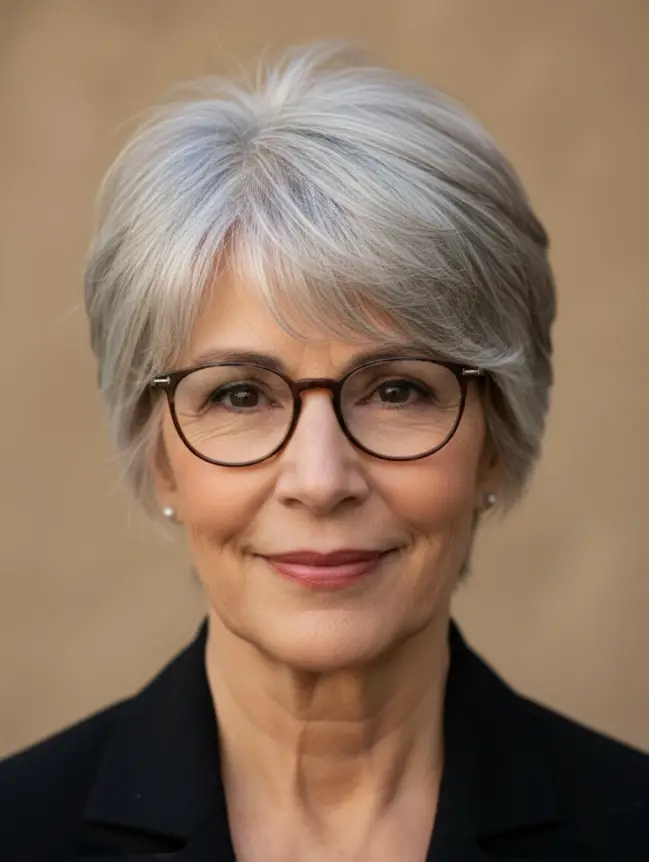 Pixie Haircuts for Women Over 70 with Glasses