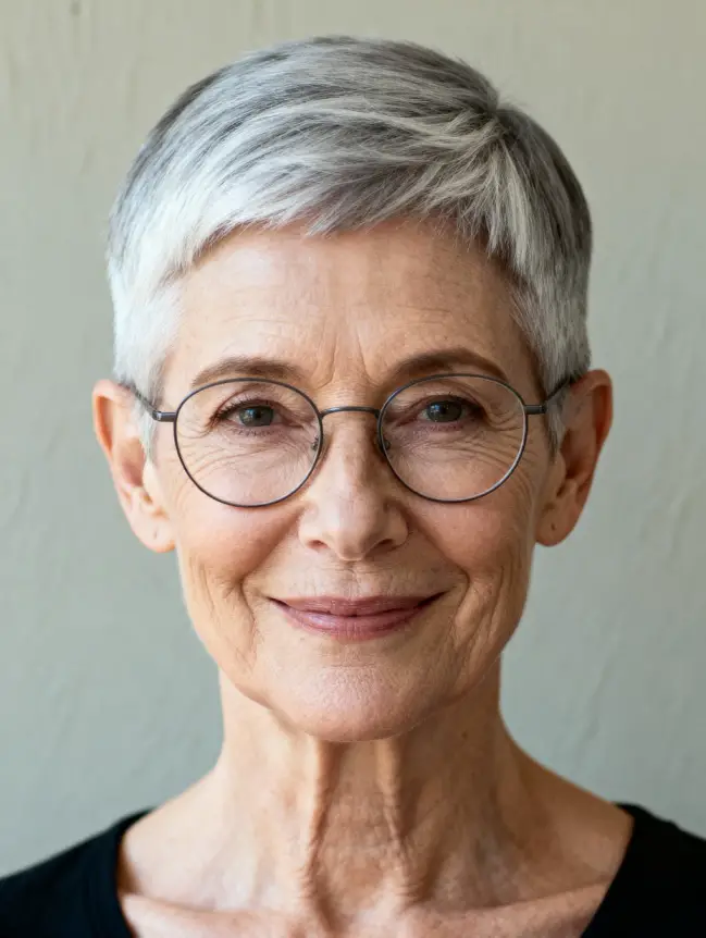 Pixie Haircuts for Women Over 70 with Glasses