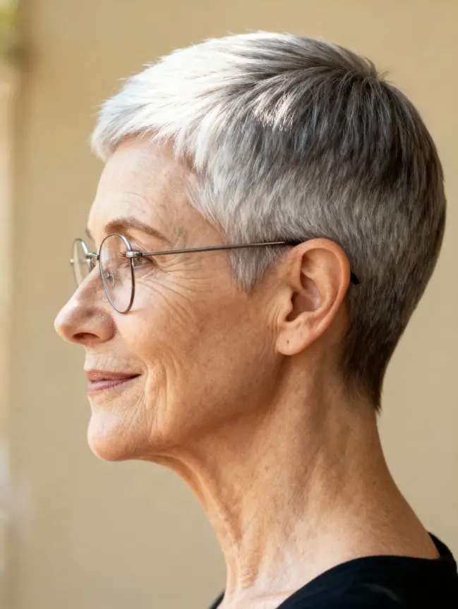 Pixie Haircuts for Women Over 70 with Glasses