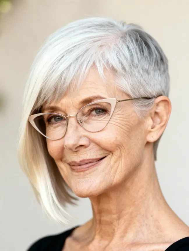 Pixie Haircuts for Women Over 70 with Glasses