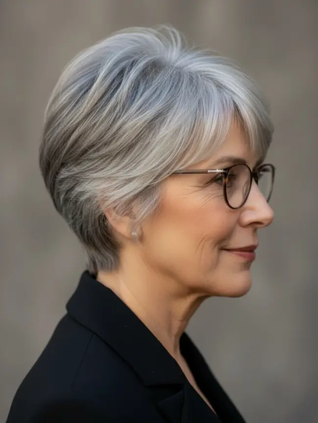 Pixie Haircuts for Women Over 70 with Glasses