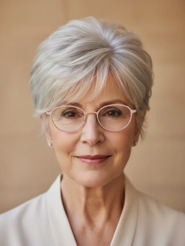 Pixie Haircuts for Women Over 70 with Glasses