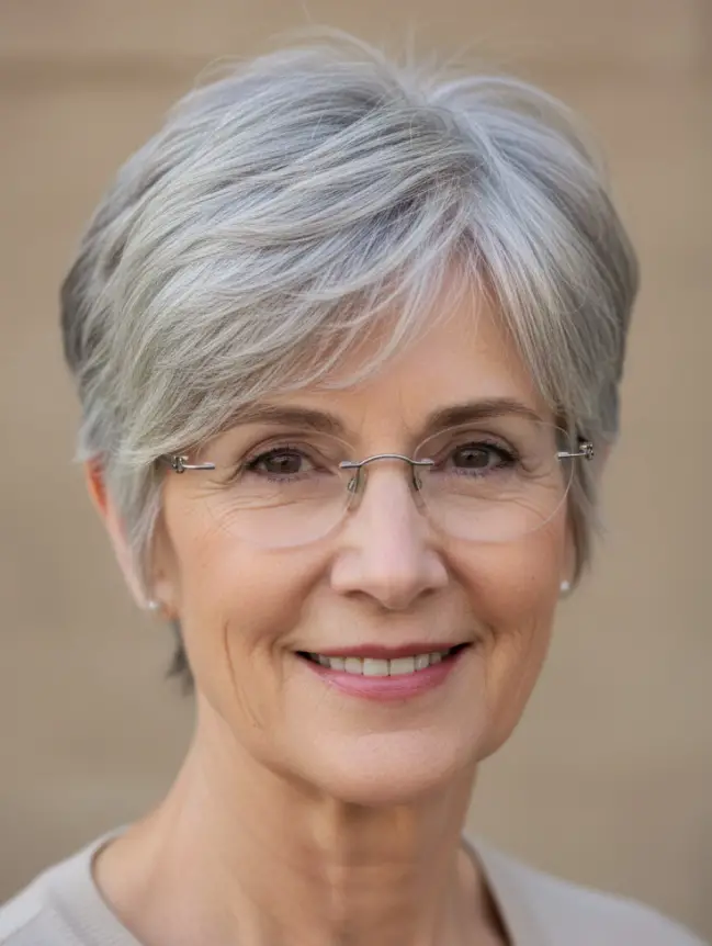 Pixie Haircuts for Women Over 70 with Glasses