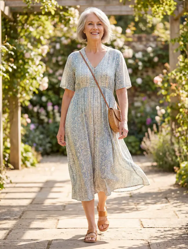Summer Midi Dress Styles for Women Over 50