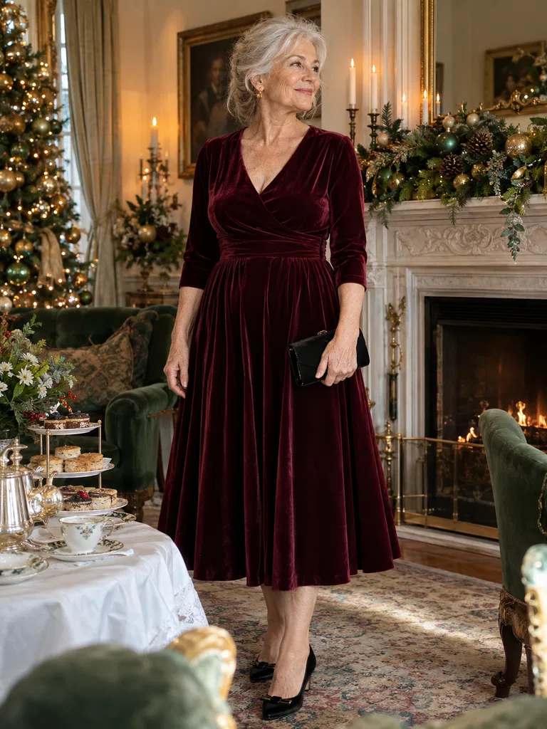 45 Christmas Tea Party Dresses for Women Over 70 - image 02