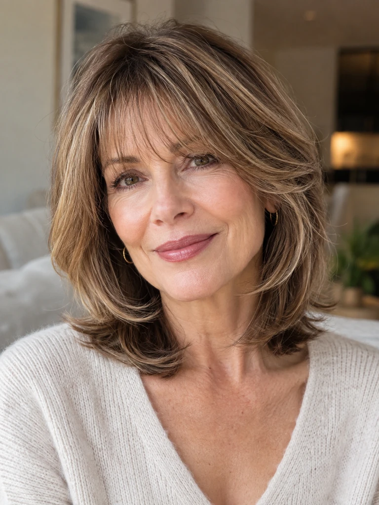 45 Flattering Butterfly Haircut With Bangs for Women Over 50 - image 02