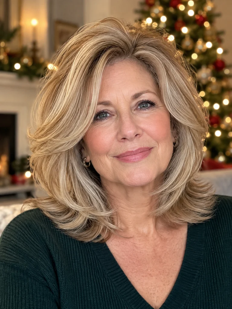 45 Christmas Medium Hairstyles for Women Over 50 - image 02