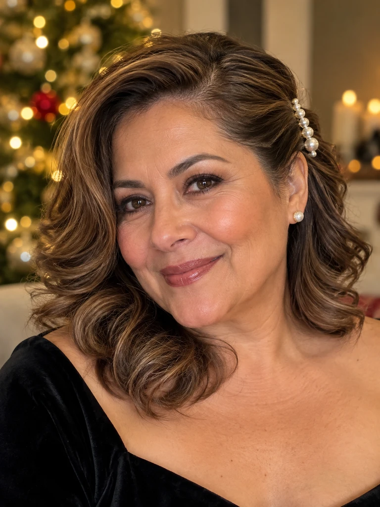 45 Christmas Medium Hairstyles for Women Over 50 - image 03