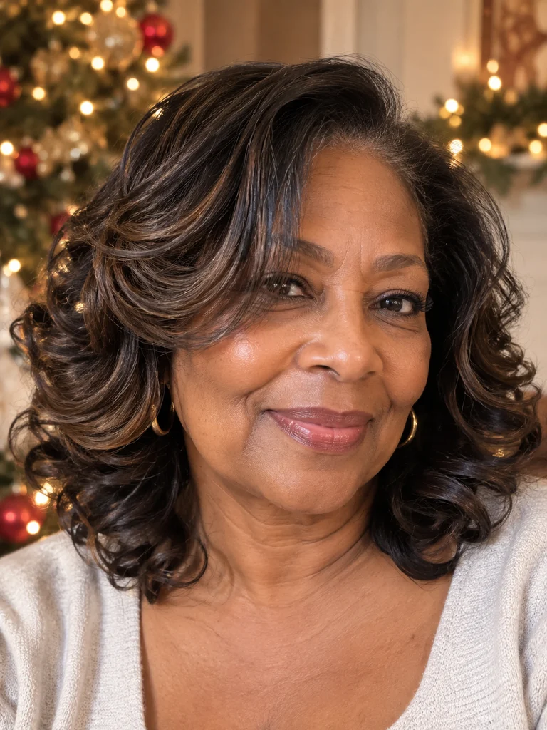 45 Christmas Medium Hairstyles for Women Over 50 - image 04