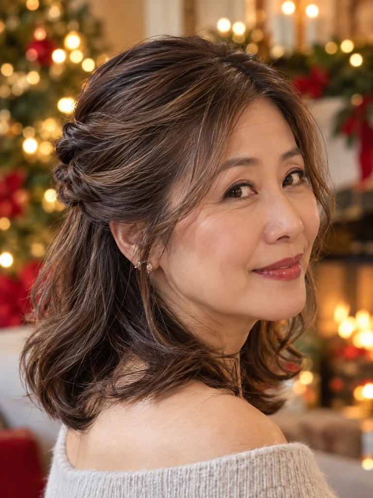 45 Christmas Medium Hairstyles for Women Over 50 - image 05