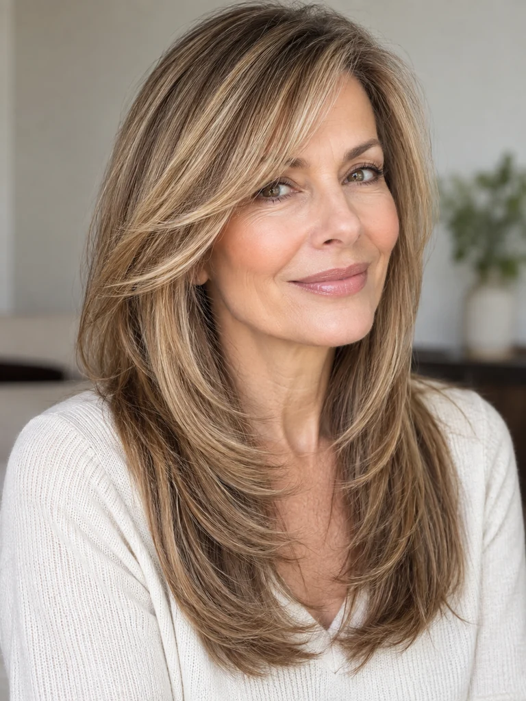 45 Flattering Butterfly Haircut With Bangs for Women Over 50 - image 07
