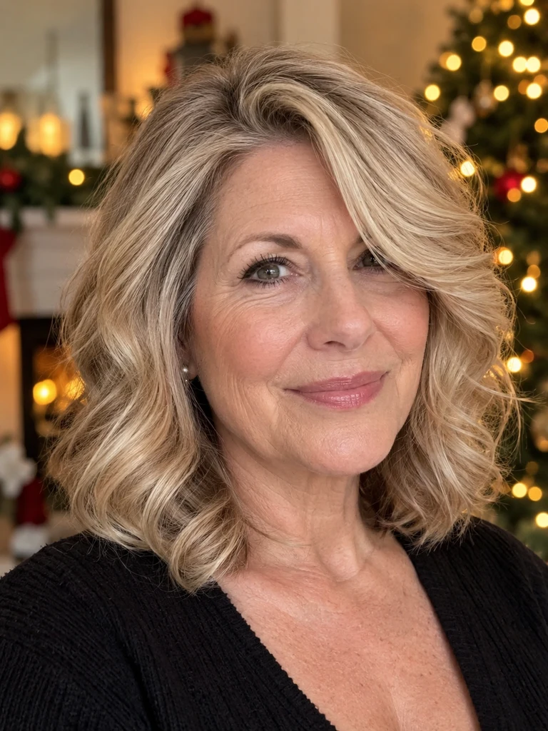 45 Christmas Medium Hairstyles for Women Over 50 - image 07