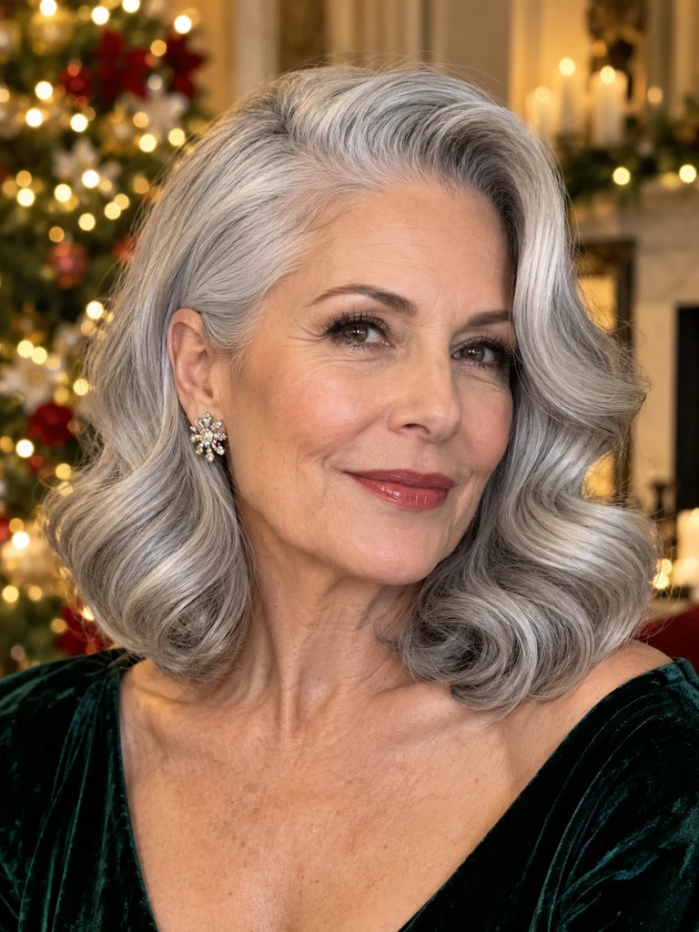 45 Christmas Medium Hairstyles for Women Over 50 - image 10